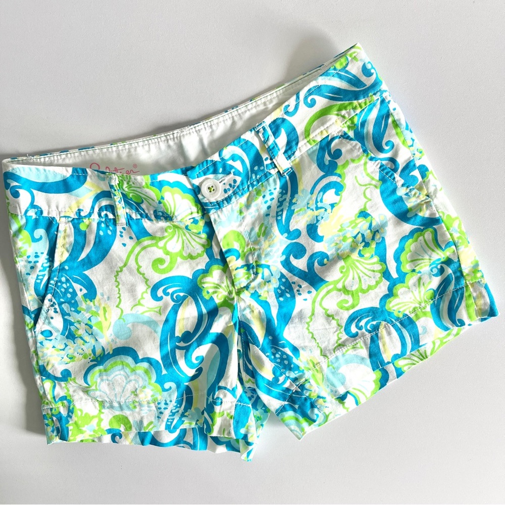 Lilly Pulitzer Callahan shorts 2 Crystal Coast Resort white green coastal preppy